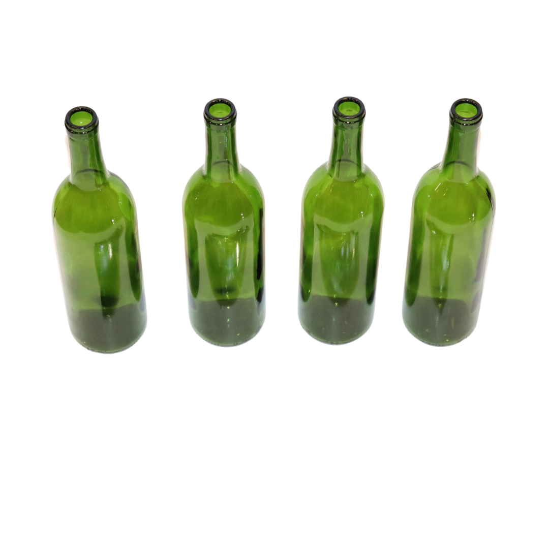 four green wine bottles 750 ml