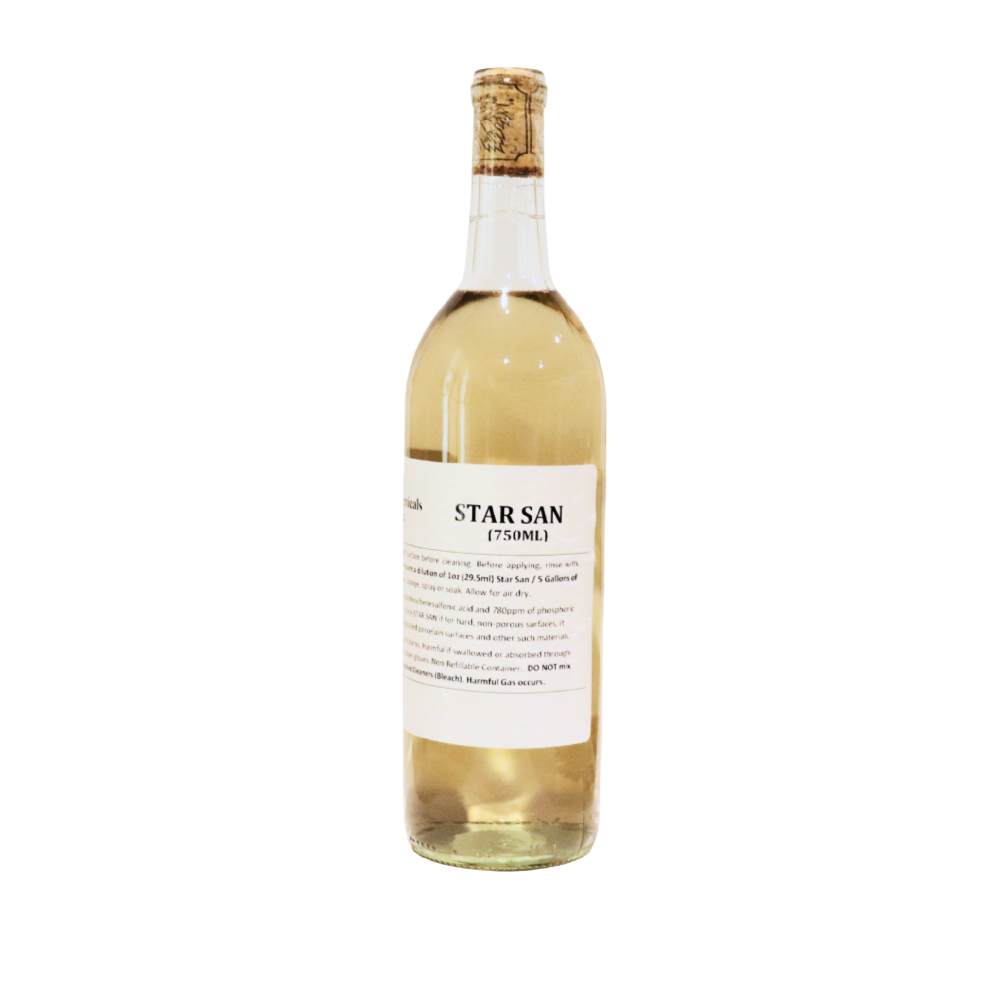 One bottle of star san. in wine bottle