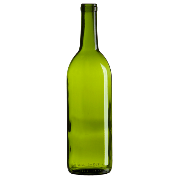 WINE BOTTLES - 750ml Glass Green Bordeaux Bottle - Case Of 12