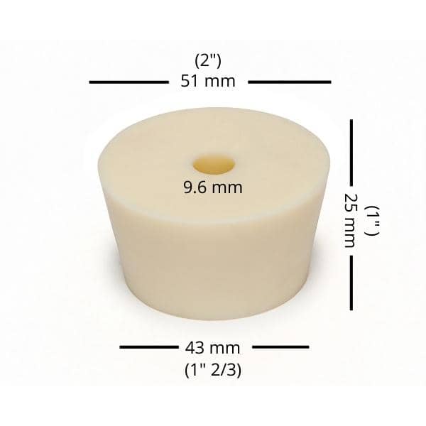 #10 rubber bung with whole dimensions