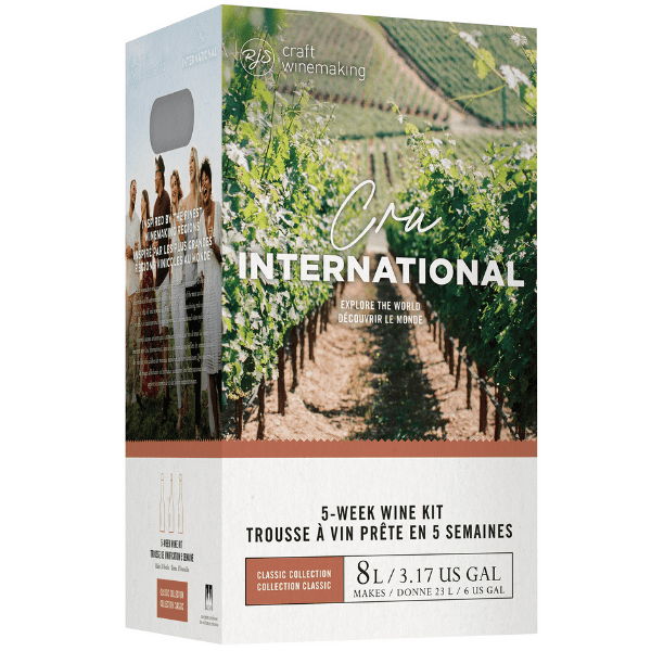 Cabernet Sauvignon Style, Australia - Red Cru International NEW Wine Kit with Grape Skins.